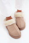 Leather Suede Snow Boots Women with Fur Beige Mivelle