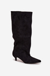 Women's Boots With Heel From Eco Suede Black Pheona