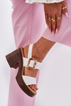 Ladies sandals on a chunky heel and platform White Vinceza 17387
