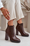 Insulated Women's Heeled Boots Eco Leather Dark Brown Teresine