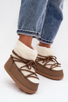 Women's Snow Boots With Sheepskin Lining Lace-up Dark Beige Belira