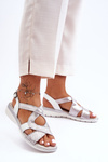 Women's Leather Sandals SBarski 97619 Silver