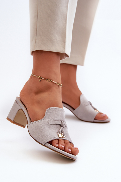 Women's Gray Sandals with Faux Suede Heels Jemenna