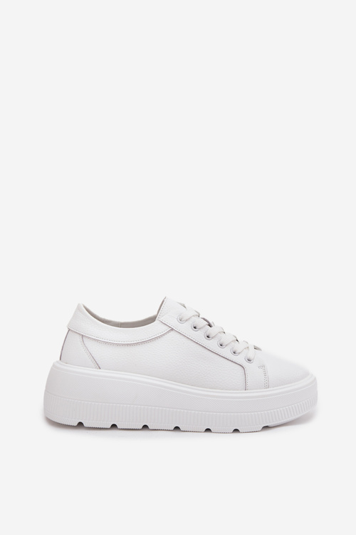 Leather Sneakers On Chunky Platform White Sylvessa