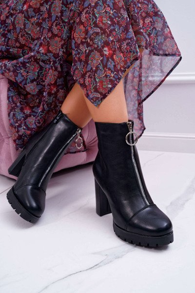 Women's Stiletto Boots Decorative Zipper Black Senuto