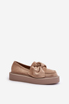 Womens Moccasins On Platform With Bow Beige Naivine