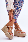 Fashionable Wedge Sandals With Braid Beige Nessia