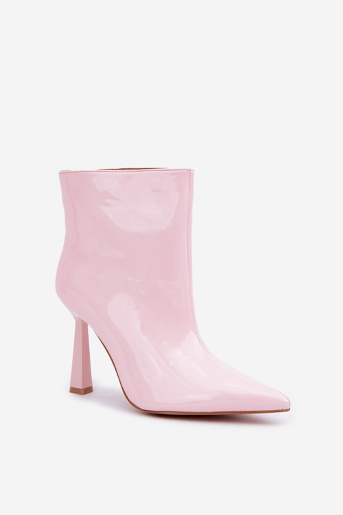 Patent Ankle Boots With Pointed Toe Light Pink Seliri