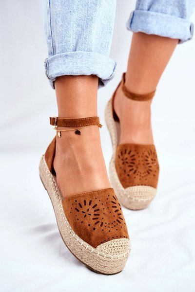 Espadryle Damskie Na Platformie Lniane Camel Palermo