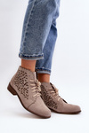 Lace-up Women's Openwork Boots Zazoo 2871 Beige