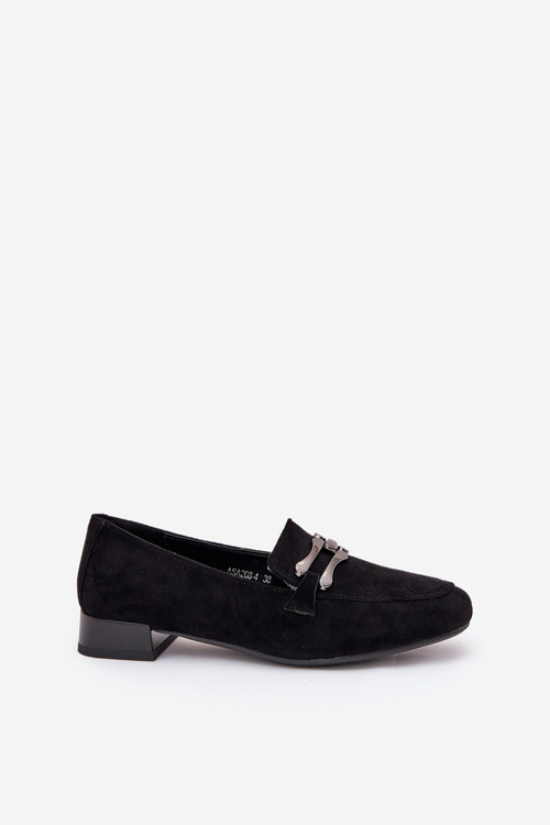 Moccasins With Decoration On A Delicate Heel Eco Suede Black Pillitha