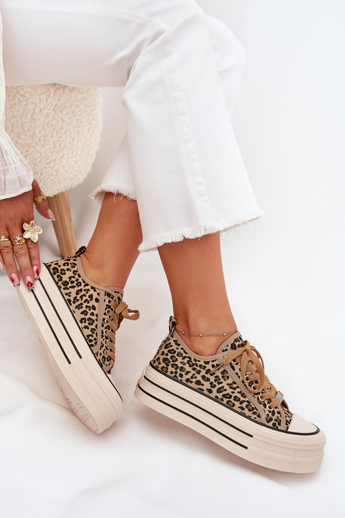 Womens Sneakers On Massive Platform Leopard Marinae