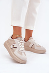 Womens Leather Sneakers On Platform Daniel Lopez Just Dare SS2D4003 Beige