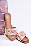 Leather Women's Slippers With Decoration Nicole 2726 Golden