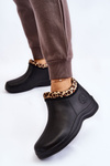 Women's Slip-On Warm Rain Boots Spots Black Izera