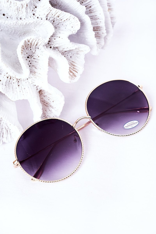 Gold Round Sunglasses With Graphite Ombre Lenses