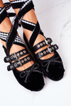 Lace-up Velor Ballerinas Lu Boo Black