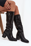 Women's High Heel Boots with Buckle Black Brenira