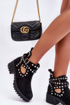 Women's Suede Boots with Decorative Studs Black Bella