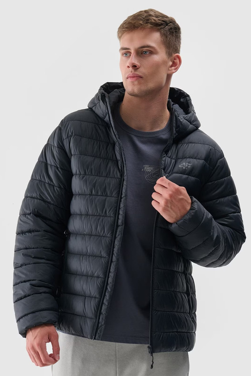 Kurtka Puchowa Męska Z Kapturem 4F 4FWAW24TDJAM484-20S Czarna
