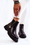 Women's Leather Boots With A Decorative Zipper Black Lorra