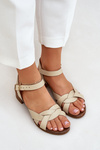 Leather Sandals On A Delicate Heel Light Beige Zazoo 40372