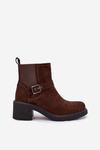 Women's Block Heel Boots with Buckle Brown Nymera