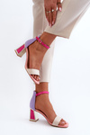 Pink suede sandals with a block heel Pholia