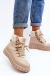 Lined Boots Trappers on Thick Sole Light Beige Ralotta