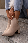 Women's ankle boots with zipper closure eco suede light beige Bonucci