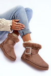 Faux Fur-Lined Clasp Snow Boots Dark Beige Dulca