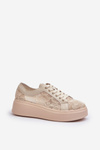 Lace Women's Sneakers On Platform S.Barski HY51-059 Beige