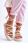 Tied Sandals On A Massive Platform Beige Can't Wait