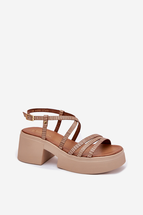 Women's leather sandals Maciejka 06990-25 gold