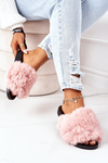 Rubber Slippers With Fur Pink Soft