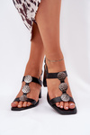Women Sandals On Heel With Decorative Strap Black Mirfedi