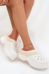 Foam Ladies Slippers Lined with Fur White Palvine