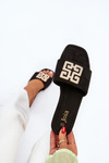 Women's Flat Sandals with Decoration Black Inaile