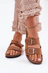 Women's Cork Platform Slippers with Buckles Camel Evisolla