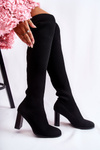 Striped Classic Boots On Heel Black Laossi