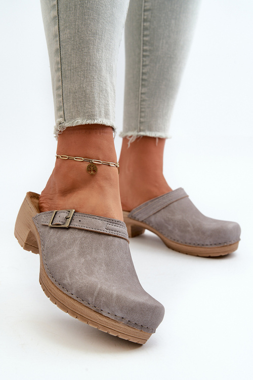 Women's Low Heel Mules Inblu BL000004 Grey