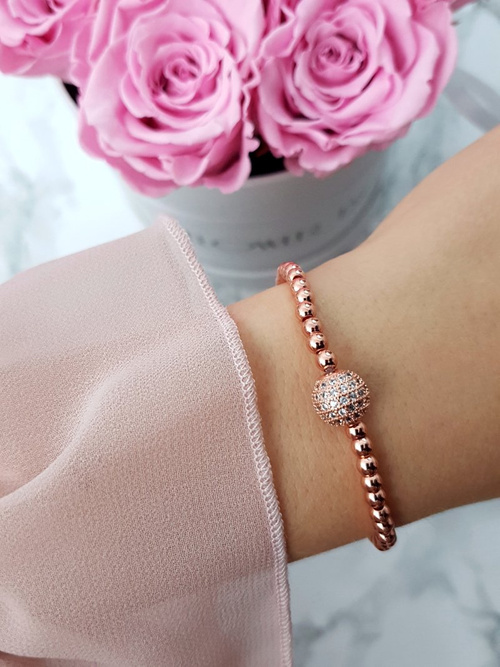 Women's Beaded Charms Bracelet Pink Gold Atria