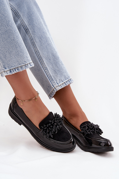 Women's Patent Leather Moccasins S.Barski HY52-369B Black