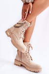 Suede warm boots with a chain Beige Sorita