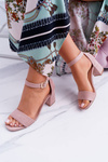 Pink Women's Stiletto Sandals Suede NewGenua