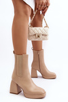Women's platform and heel ankle boots in beige Stelares