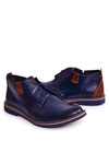 Navy Blue Men's Leather Warm Half Boots Ferens