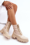 Women's Insulated Ankle Boots on Flat Heel Beige Saranema