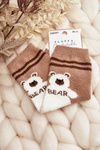 Youth Warm Socks With Bear Light Brown
