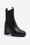 Women's Black Chunky Heel Ankle Boots Piovere